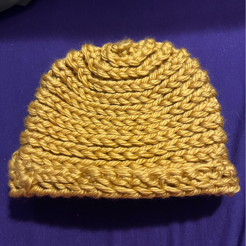 Handmade crocheted yellow adult size hat